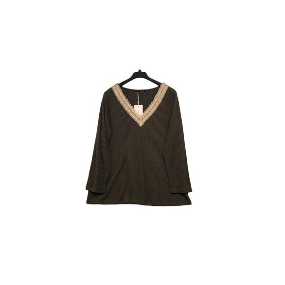 BloomChic Top Womens Plus Size 18 Rib Knit Lace Trimmed V Neck Tunic Lon… - Picture 5 of 8